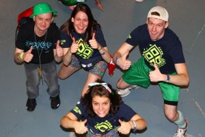 A few of Cross Country Club's dancers with our THON "child" Justin at THON 2012